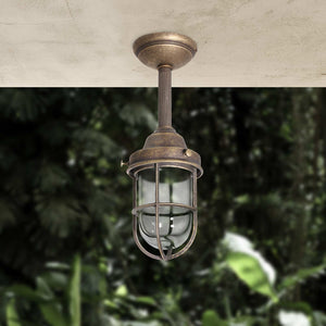 Brass Outdoor Ceiling Light Marine Antique Style | Ghidini 1849