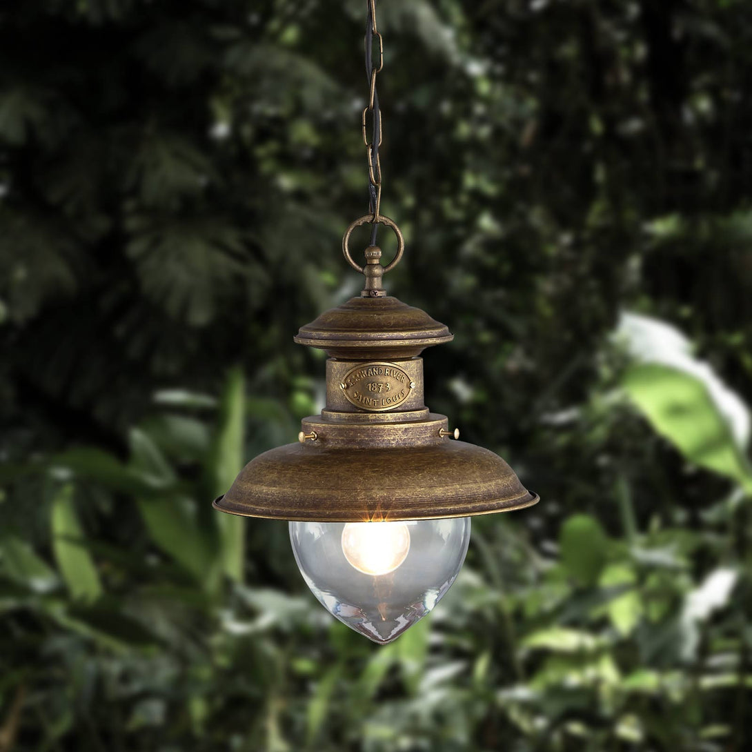 Brass Outdoor Pendant Light Industrial 30Cm Amalfi Ghidini 1849