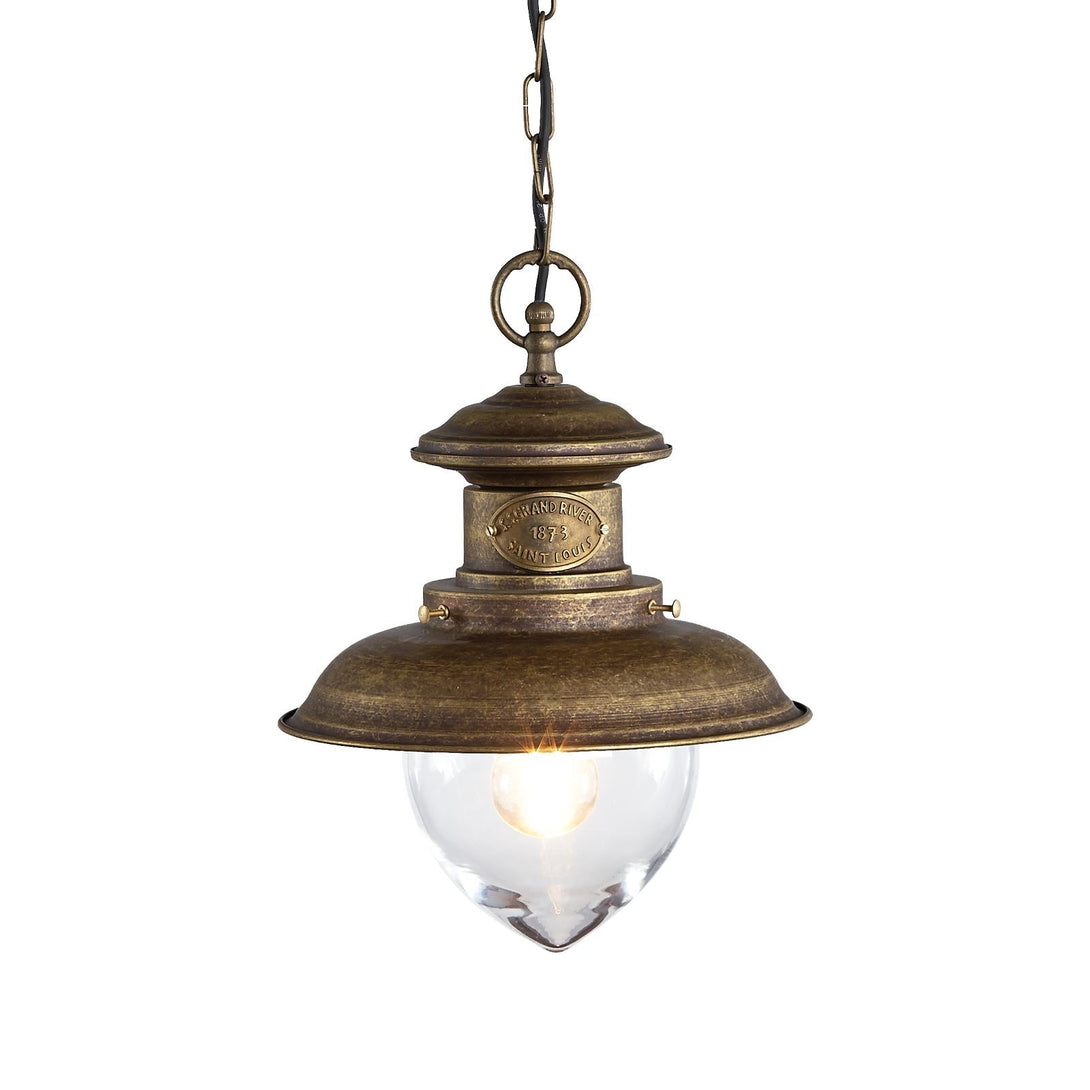 Brass Outdoor Pendant Light Industrial 30Cm Amalfi Ghidini 1849