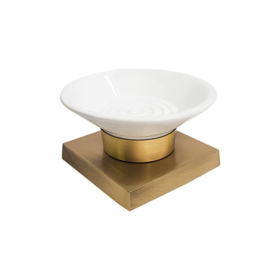Brass Soap Dish Holder Square Design With Ceramic by Ghidini 1849