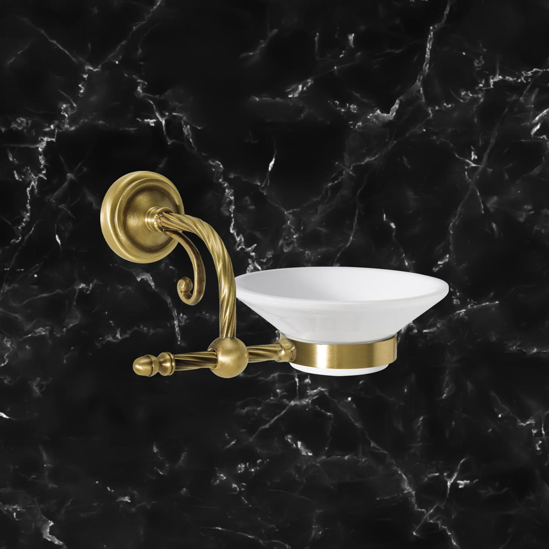 Brass Soap Dish Holder With White Ceramic Impero Ghidini 1849