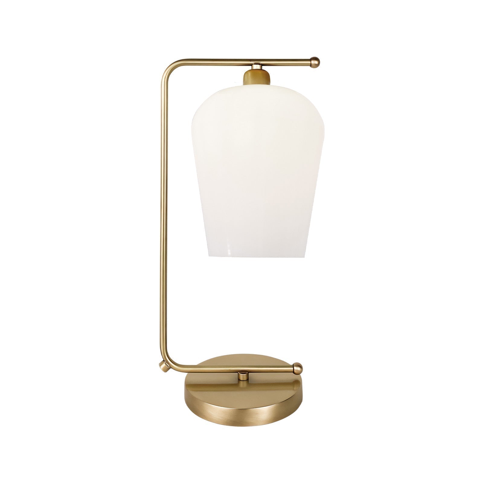 Brass Table Light White Glass Tulip Curved Talis | Ghidini 1849