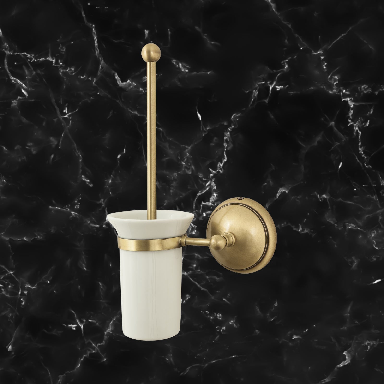 Brass Toilet Brush Holder with Ceramic Cup Alba | Ghidini 1849