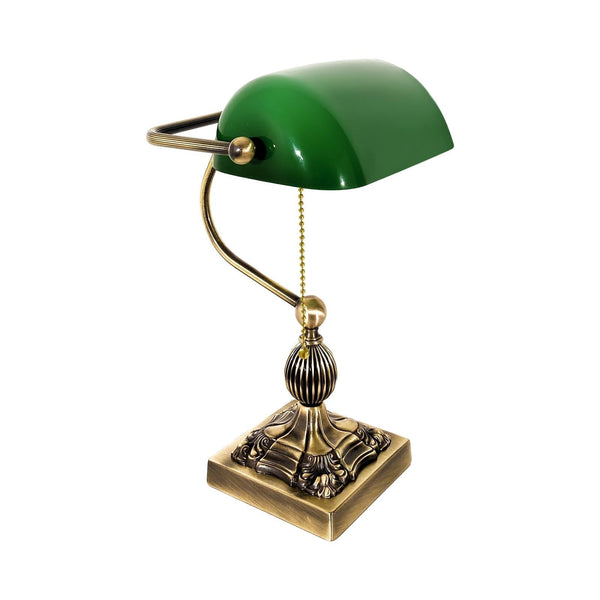 Bankers Desk/Table Lamp - Green & Bronze - Broughtons Lighting & Ironmongery