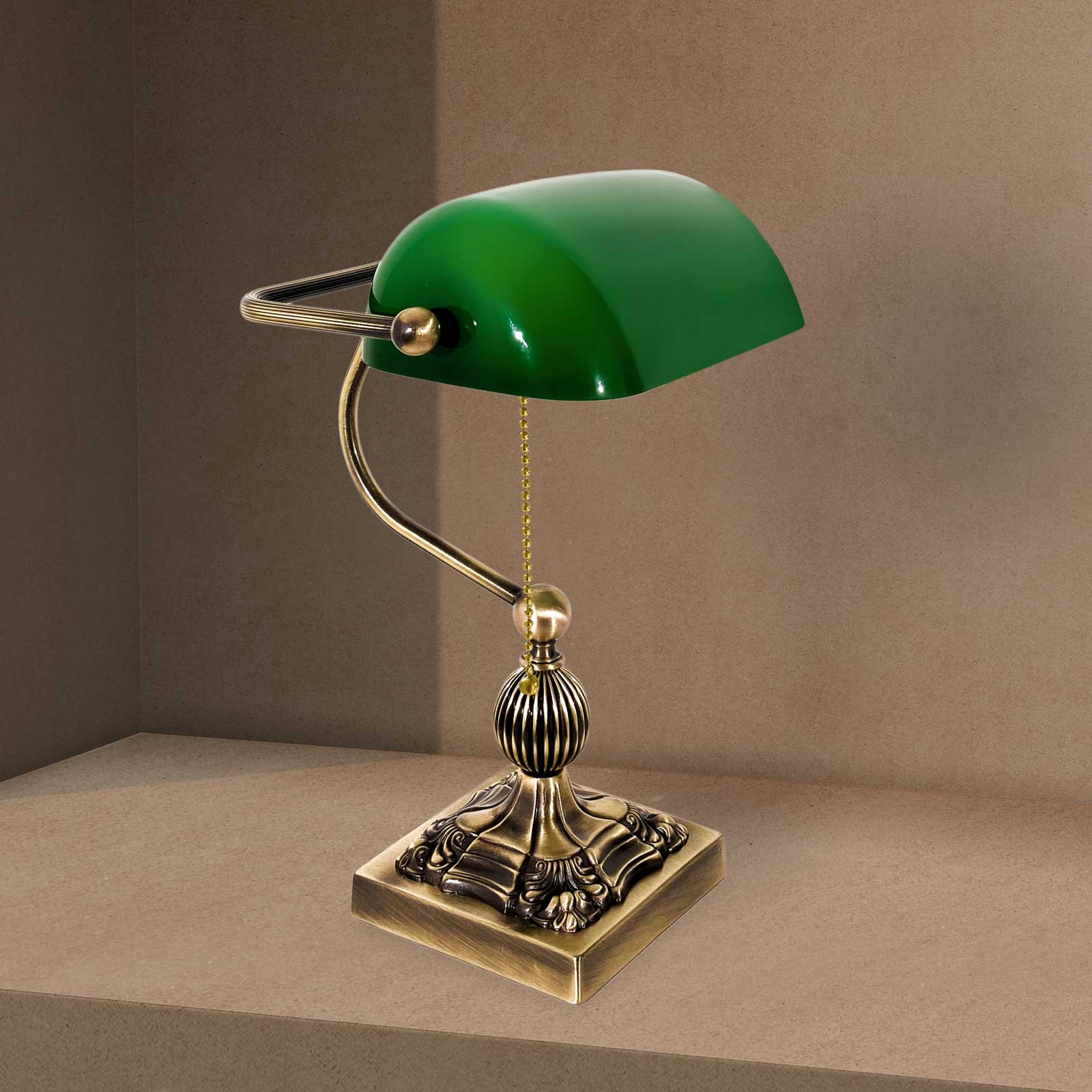 t4option0_0 | Bronze Bankers Lamp Brass Green Glass Art Deco Ghidini 1849