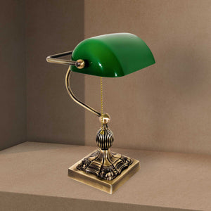 t4option0_0 | Bronze Bankers Lamp Brass Green Glass Art Deco Ghidini 1849