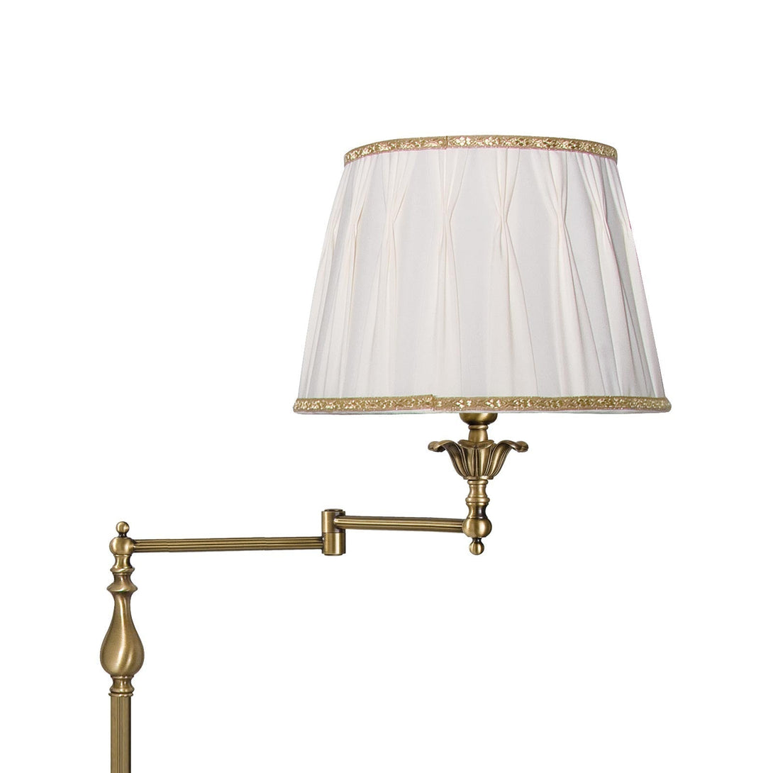 Bronze Swing Arm Floor Lamp Real Brass White Cloth Ghidini 1849