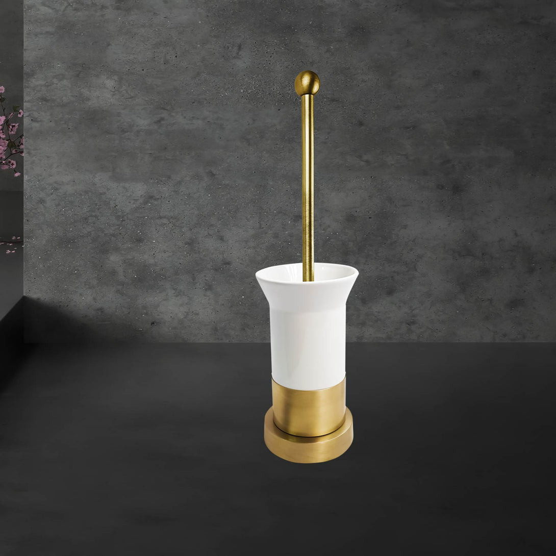 Ceramic Toilet Brush Holder Set Solid Brass Base Ghidini 1849