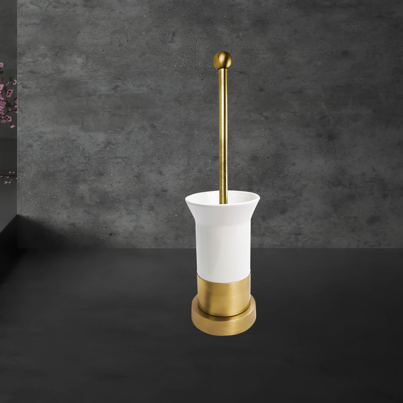 Ceramic Toilet Brush Holder Set Solid Brass Base | Ghidini 1849