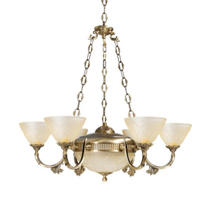 Chandelier Art Nouveau Real Brass And Glass Elisa | Ghidini 1849