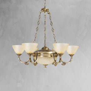 Chandelier Art Nouveau Real Brass And Glass Elisa | Ghidini 1849