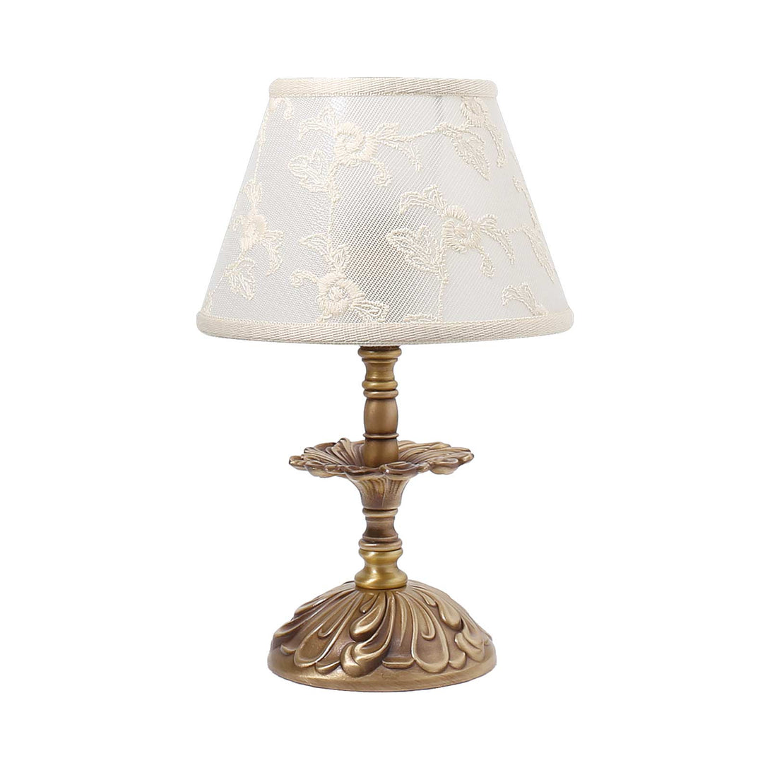 Classic Bedside Lamp Small Brass White Cloth Angelica Ghidini 1849