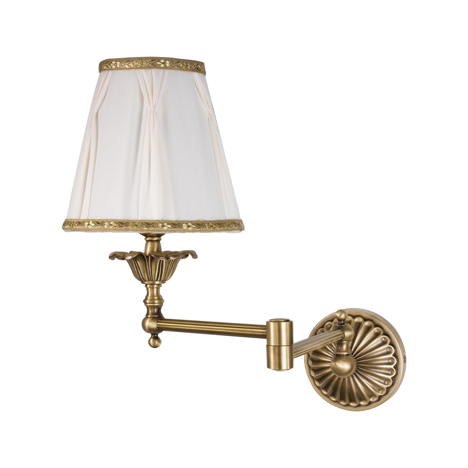 Classic Swing Arm Wall Lamp Brass And White Elegant | Ghidini 1849