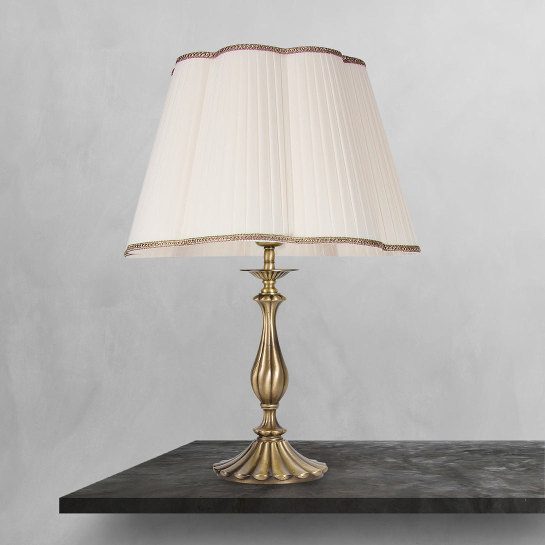 Classic Table Light In Brass White Shade Petalo Ghidini 1849
