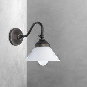 Cone Wall Lamp Adjustable White Glass Sofia | Ghidini 1849