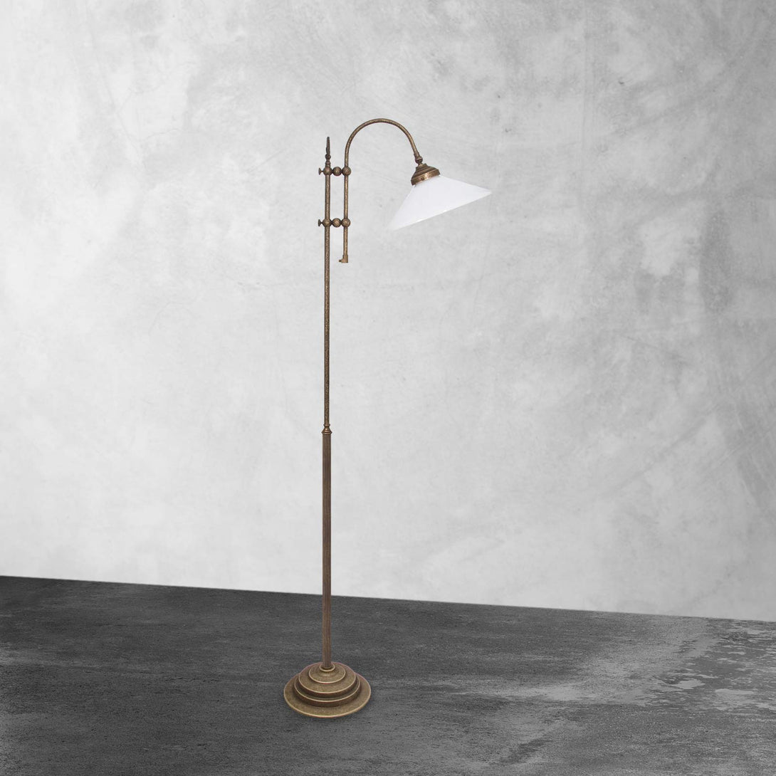 Country Floor Lamp Brass Adjustable Cone Fiordo Ghidini 1849