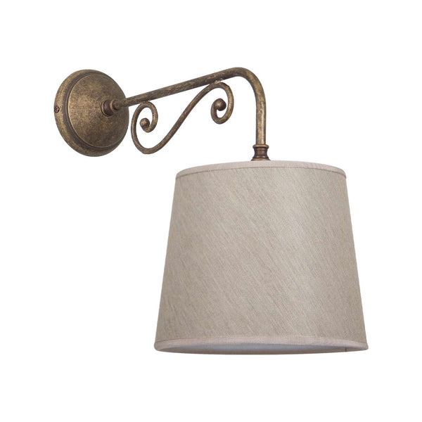 t4option0_0 | Country Wall Lamp Antique Brass And Cloth Shade Ghidini 1849