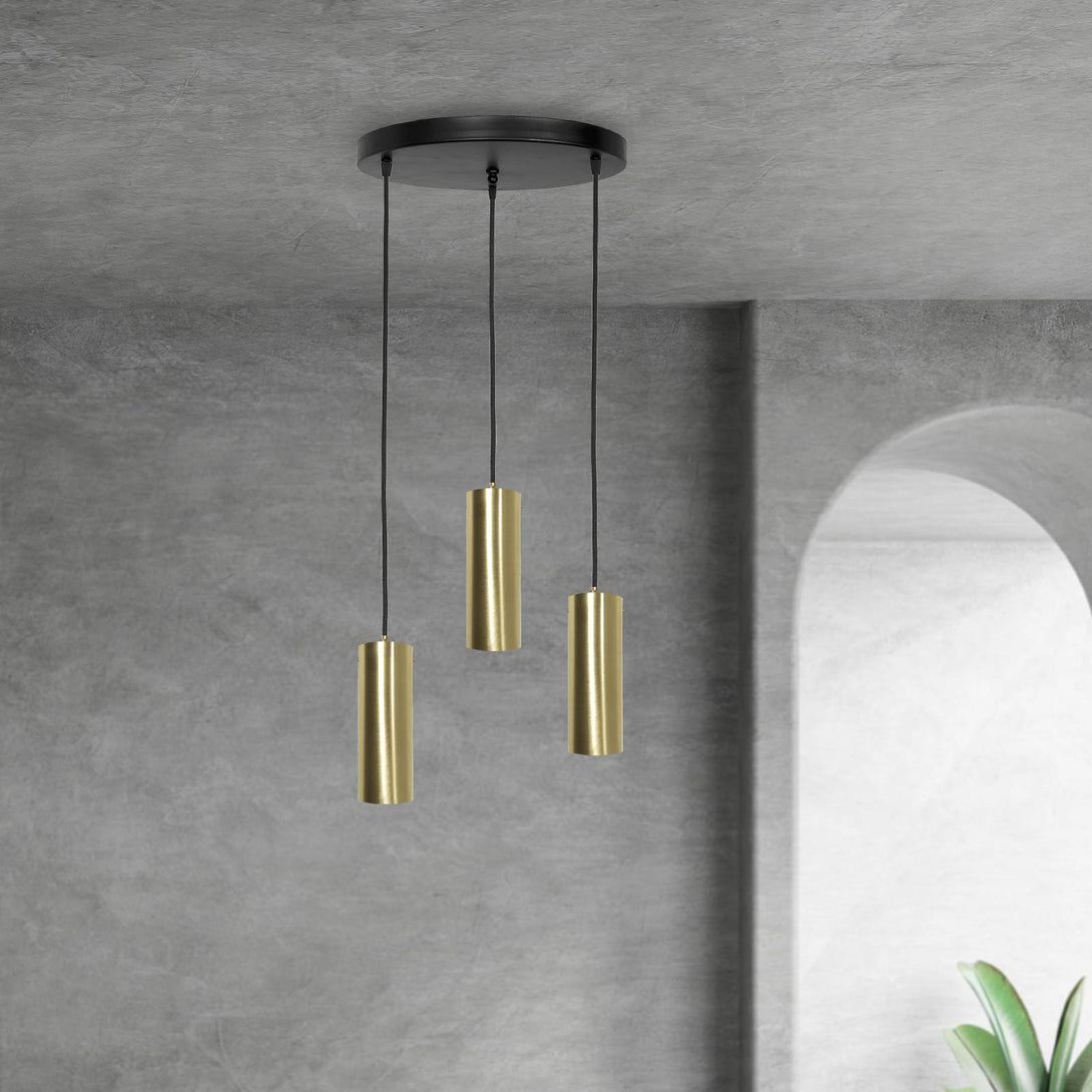 Cylinder Pendant Lights in Brass Made in Italy Ghidini 1849