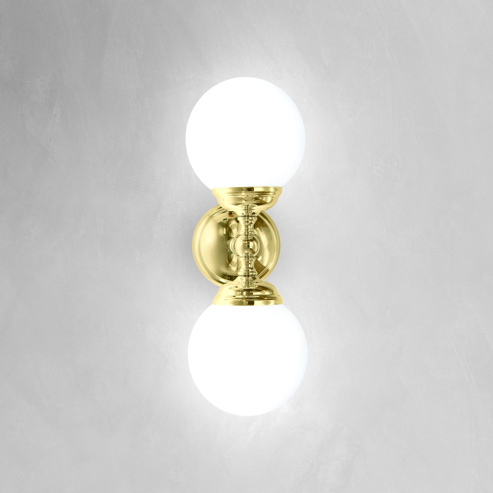 Double Globe Wall Lamp Glass and Brass Incanto | Ghidini 1849