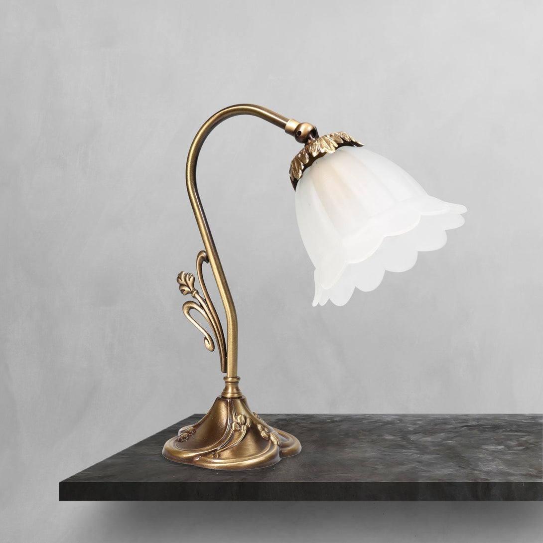 Floral Bedside Lamp Brass Premium And Glass Decor Ghidini 1849