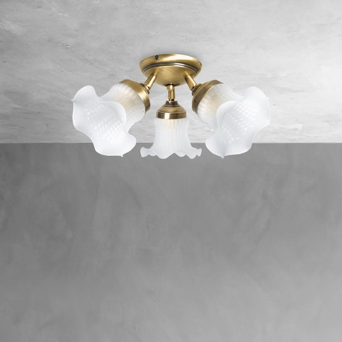 Floral Ceiling Light Brass Glass Premium Design Ghidini 1849