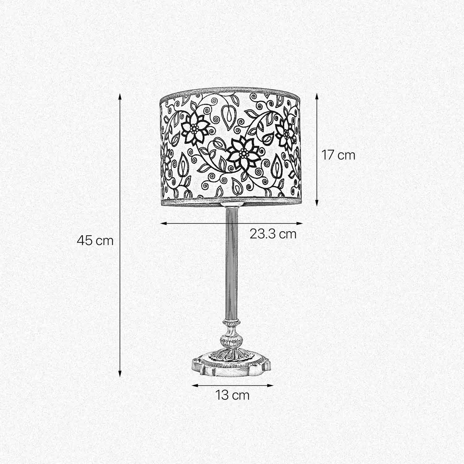 Floral Table Lamp Brass And Decorative Fabric Shade | Ghidini 1849