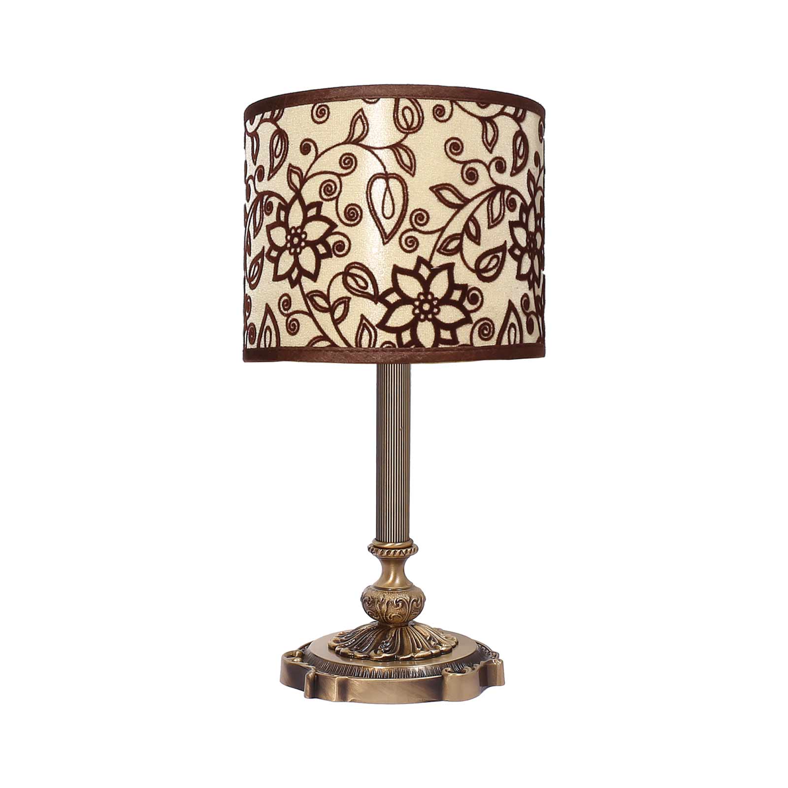 Floral Table Lamp Brass And Decorative Fabric Shade | Ghidini 1849