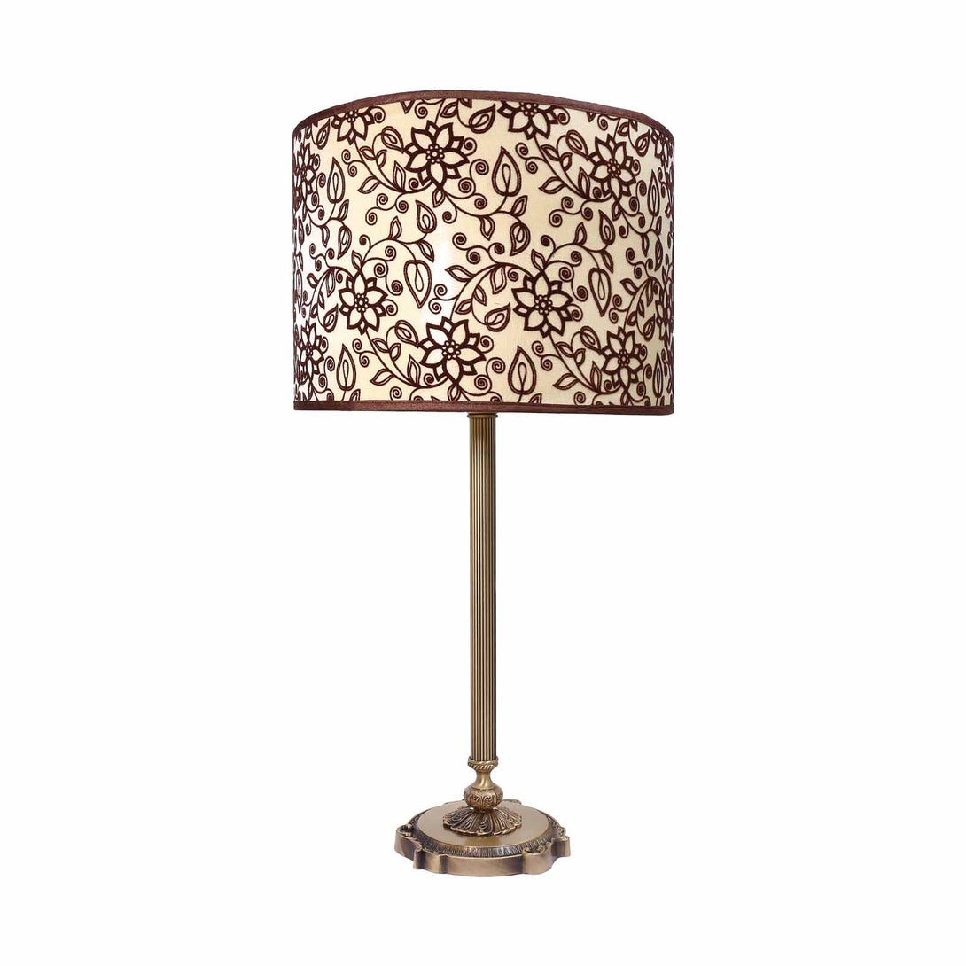 Floral Table Lamp Brass And Decorative Fabric Shade Ghidini 1849