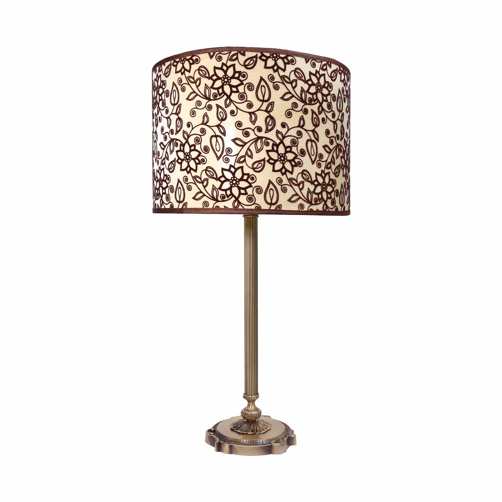 Floral Table Lamp Brass And Decorative Fabric Shade | Ghidini 1849