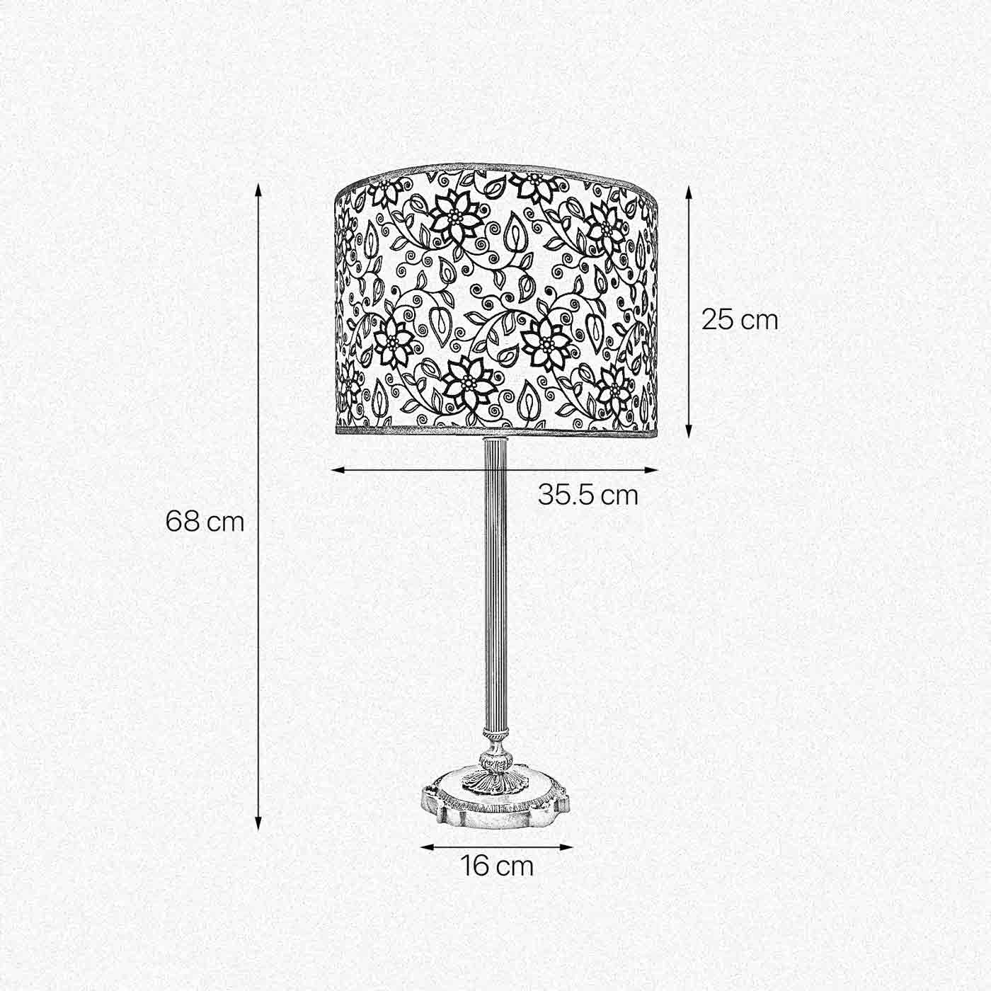 Floral Table Lamp Brass And Decorative Fabric Shade | Ghidini 1849