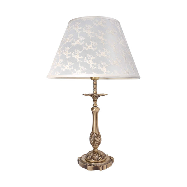 t4option0_0 | Floral Table Lamp Real Brass White Cloth Angelica Ghidini 1849