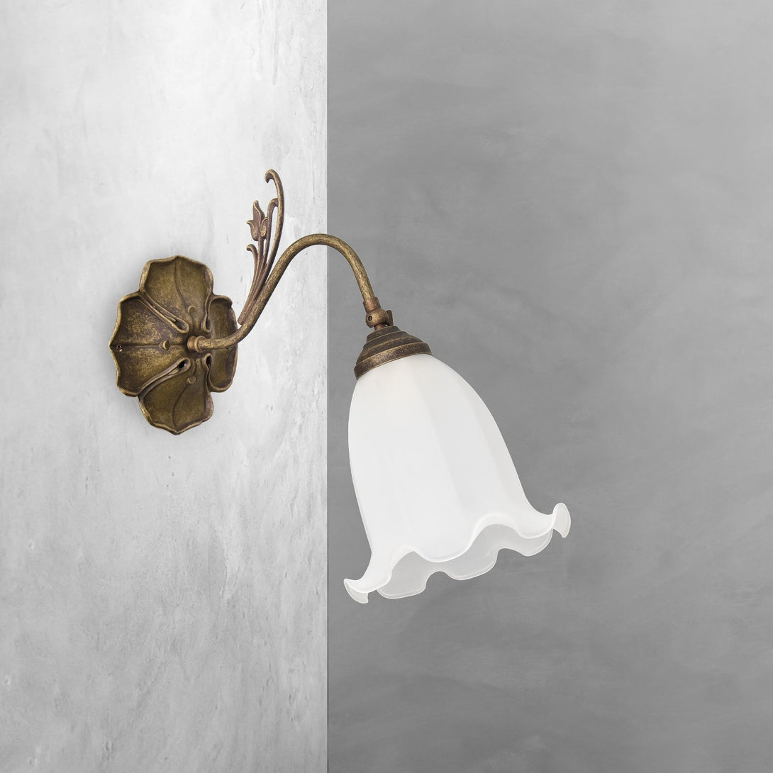Floral Wall Sconce Light In Old Brass Liberty Style Ghidini 1849