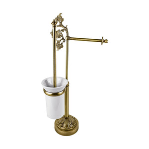 Freestanding Toilet Brush And Paper Holder Brass Art Nouveau | Ghidini 1849