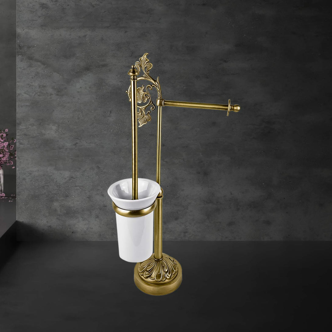 Freestanding Toilet Brush And Paper Holder Brass Art Nouveau Ghidini 1849