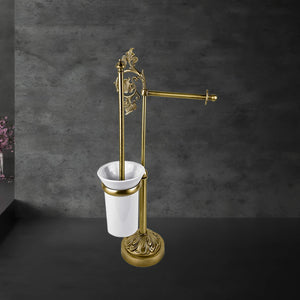 Freestanding Toilet Brush And Paper Holder Brass Art Nouveau | Ghidini 1849