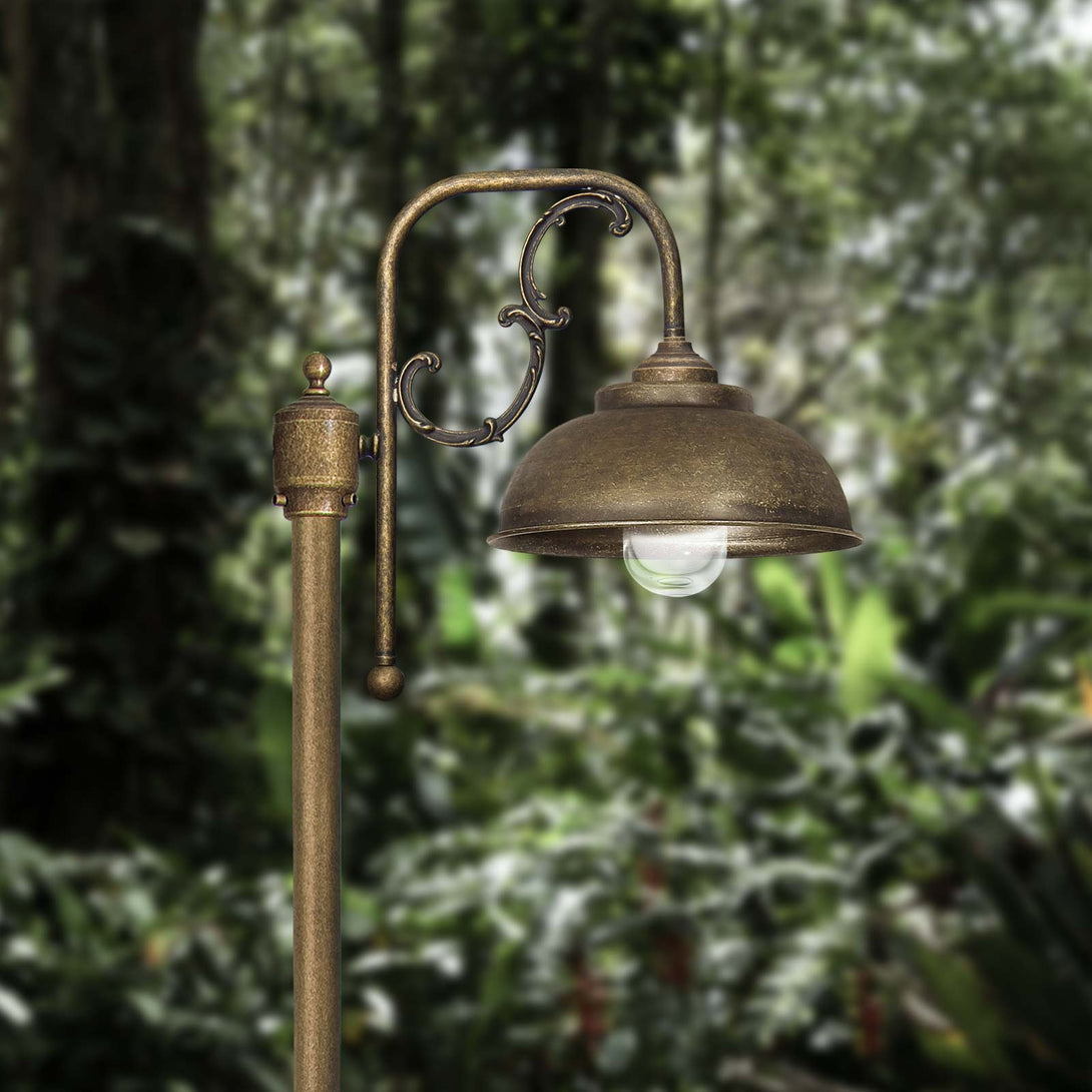 Garden Bollard Light With Pole Antique Brass Lipari Ghidini 1849