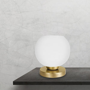 Globe Bedside Lamp Bronze Brass White Satin Glass | Ghidini 1849