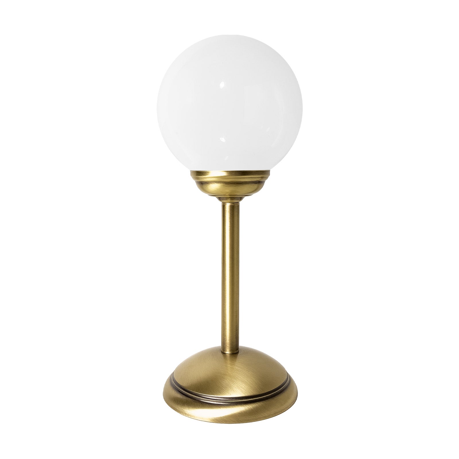 Globe Table Lamp in Brass and White Glass | Ghidini 1849