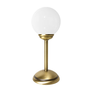 Globe Table Lamp in Brass and White Glass | Ghidini 1849