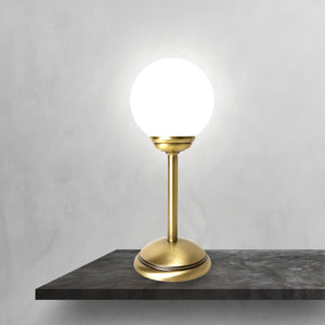 Globe Table Lamp in Brass and White Glass | Ghidini 1849