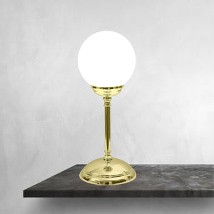 Globe Table Lamp in Brass and White Glass | Ghidini 1849