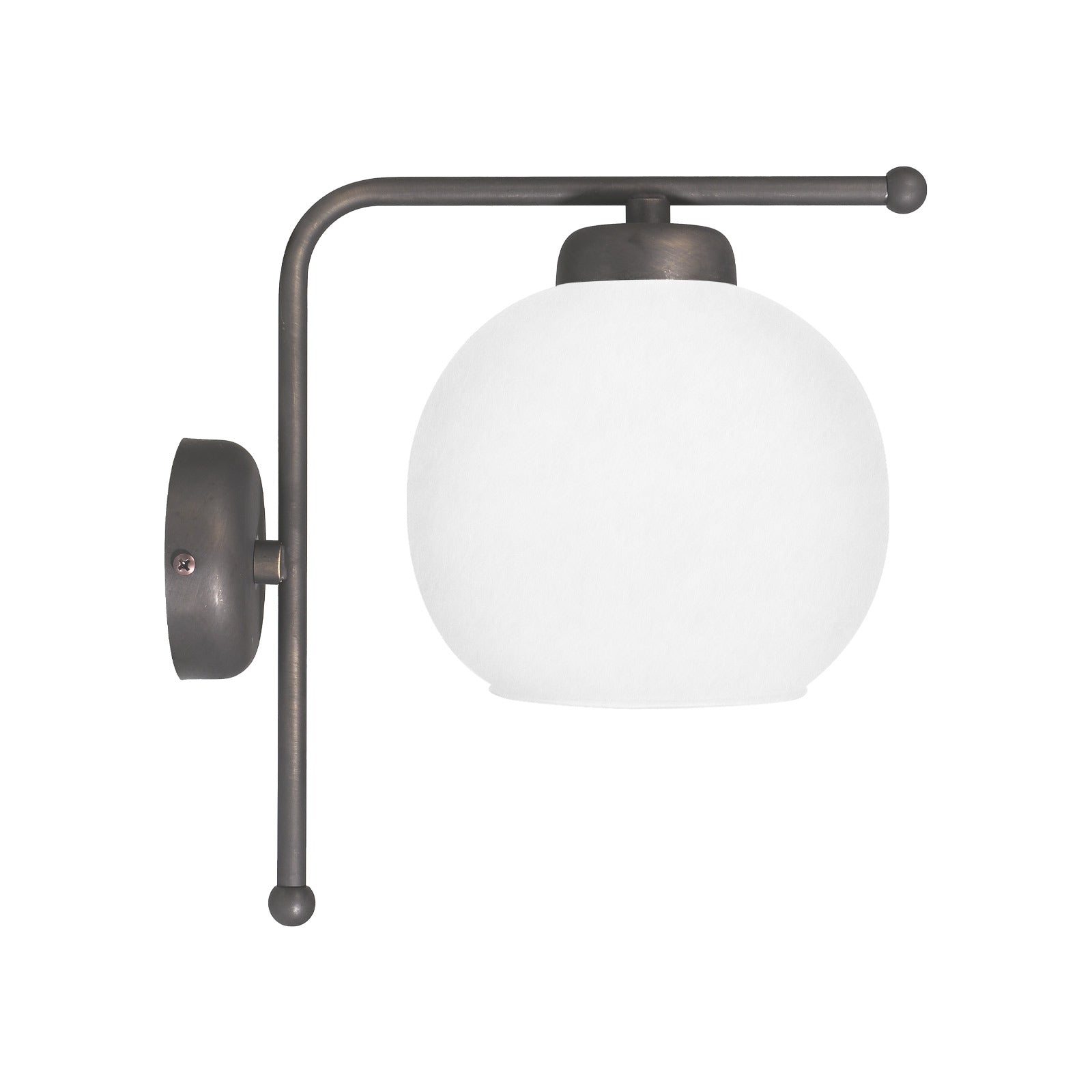 Globe Wall Sconce Dark Bronze White Satin Glass | Ghidini 1849