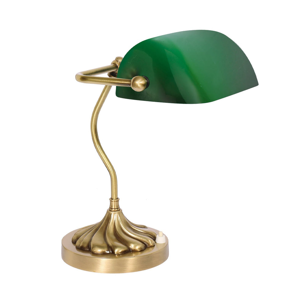 Lampe Banquier Vert Premium Italien Bronze Laiton