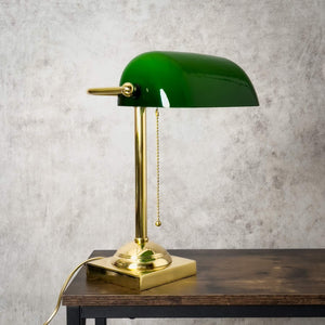 Green Office Desk Lamp Polished Brass Classic | Ghidini 1849