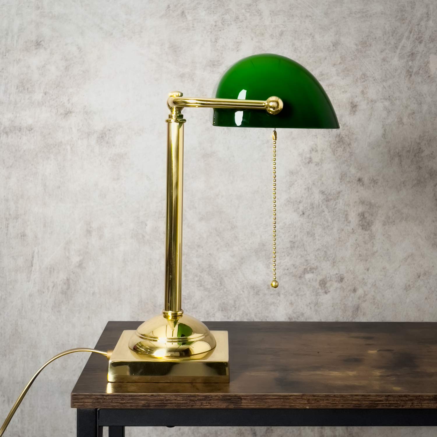 Green Office Desk Lamp Polished Brass Classic | Ghidini 1849