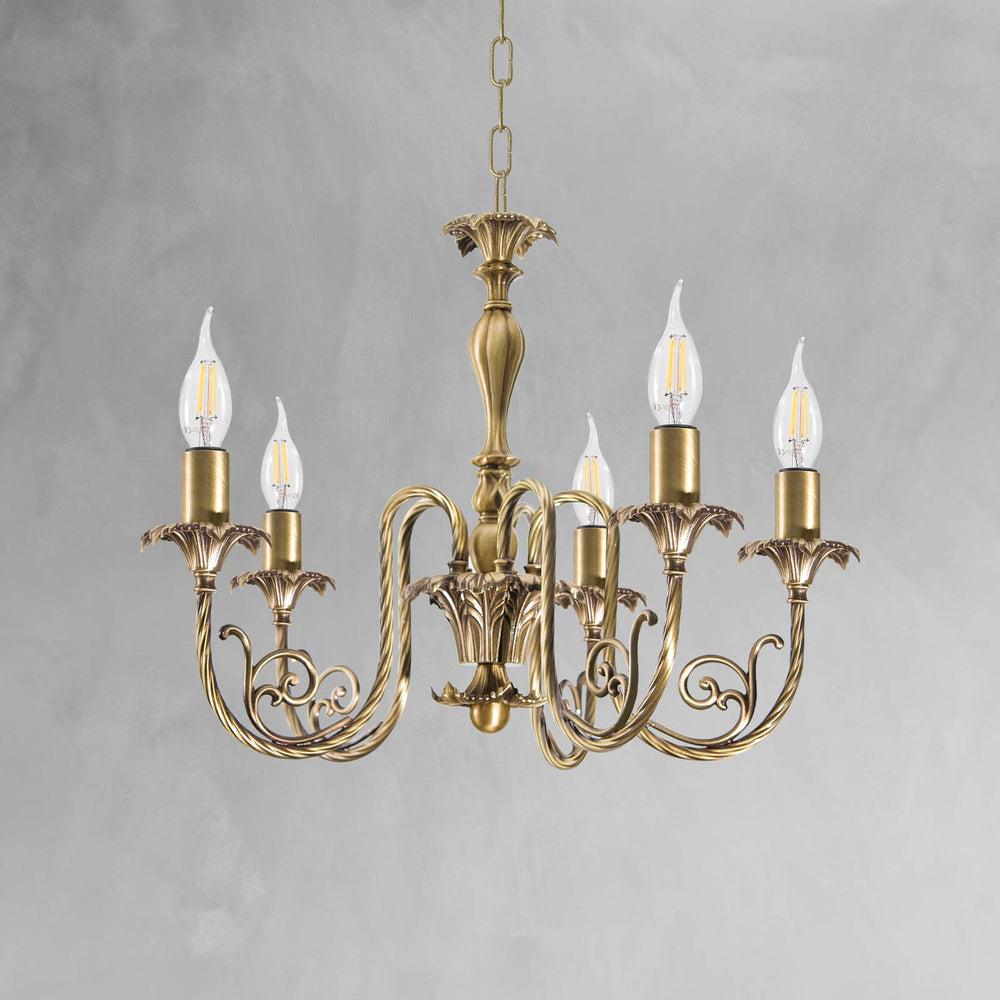 Hanging Floral Chandelier Brass Premium Classic