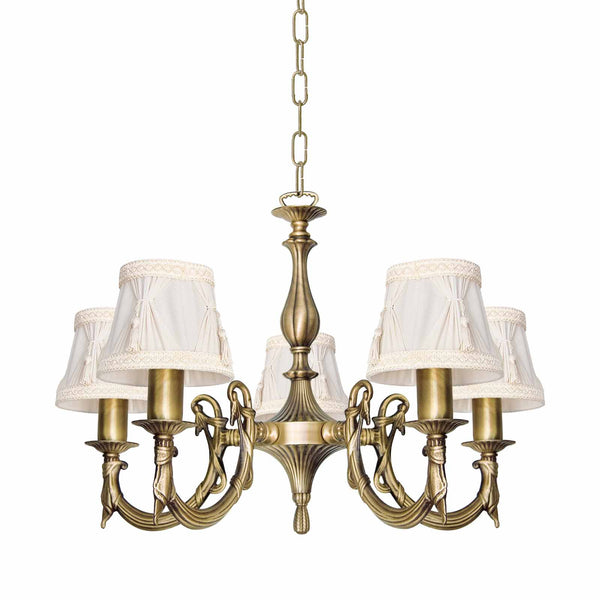 t4option0_0 | Imperial Chandelier Brass White Cloth Shades Ghidini 1849
