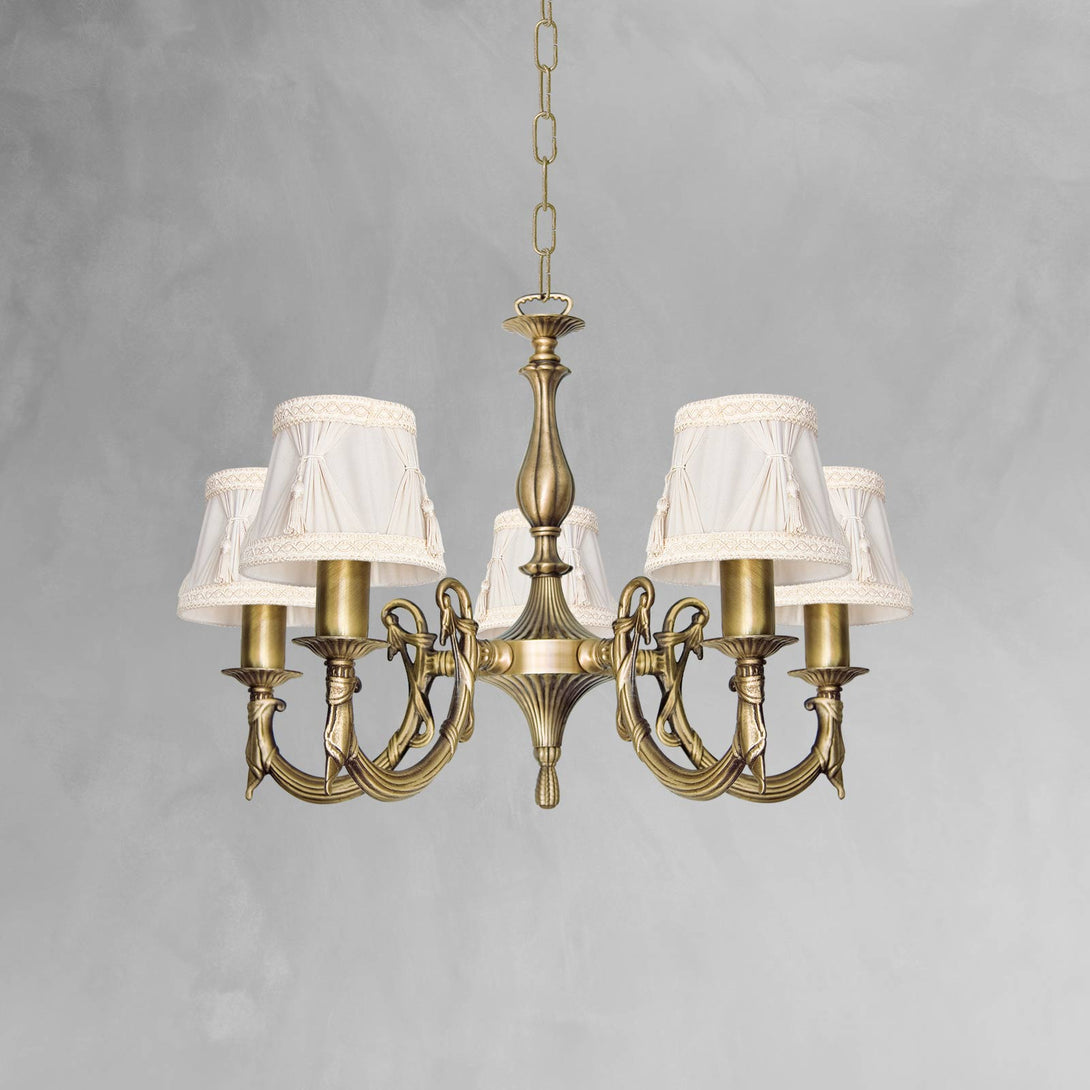 Imperial Chandelier Brass White Cloth Shades Ghidini 1849