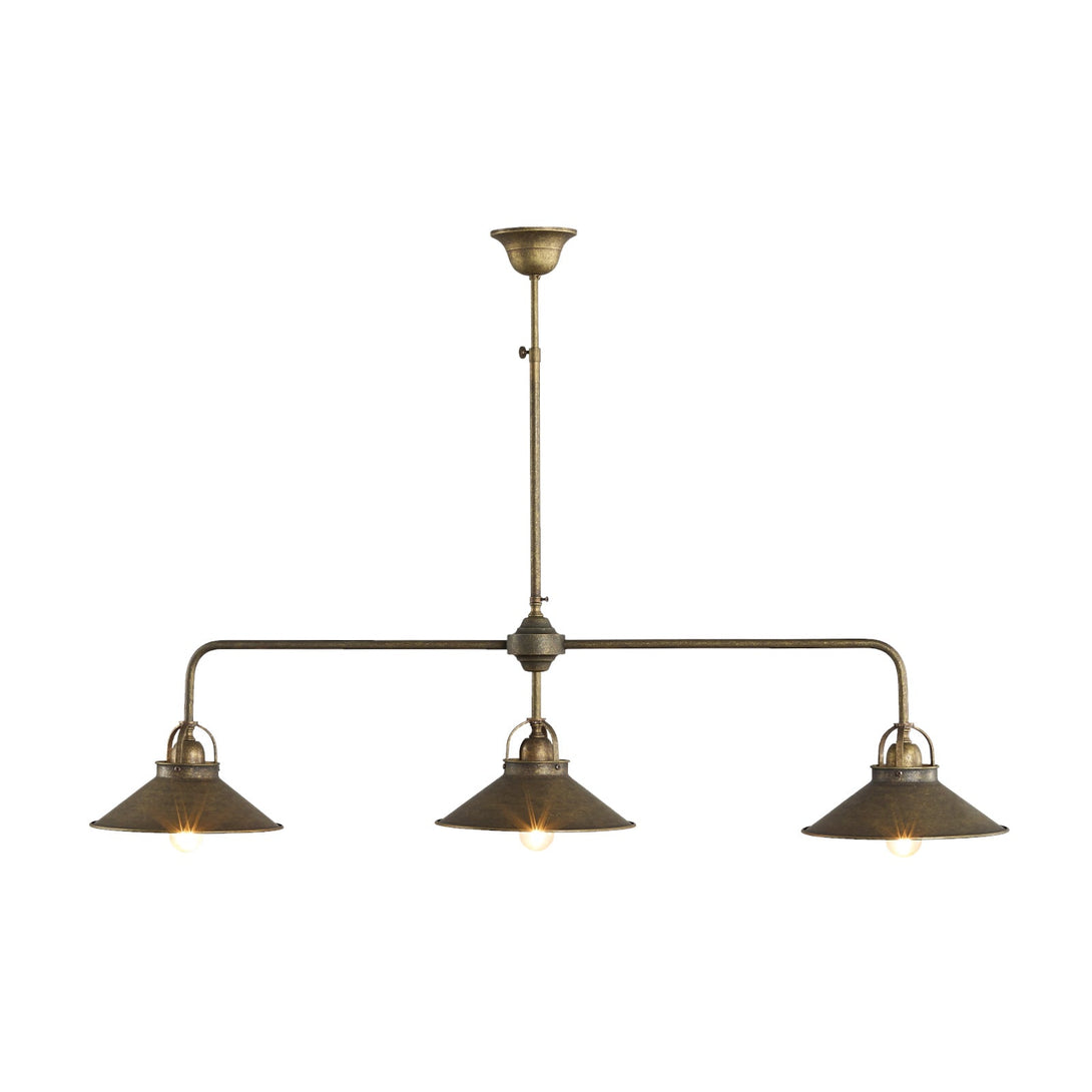 Industrial Bar Pendant Light Antique Brass Italian Ghidini 1849