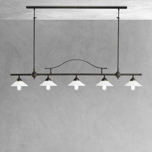 Industrial Brass Chandelier White Cones Sofia | Ghidini 1849